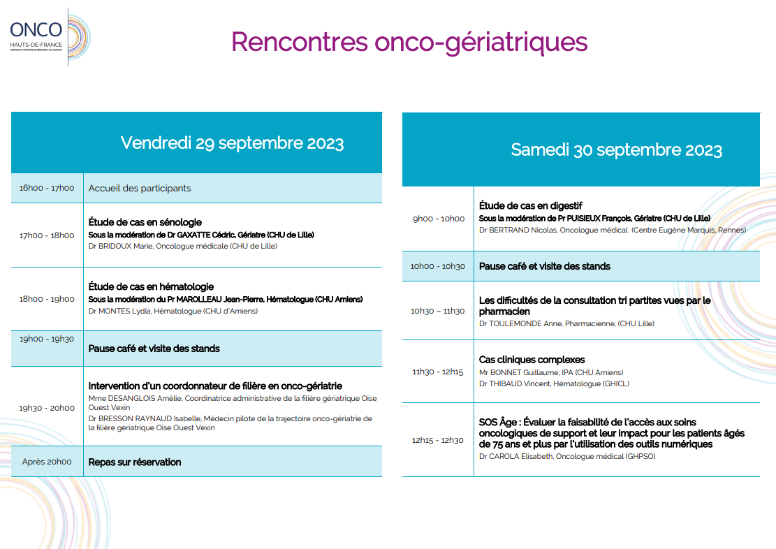 Rencontres onco-gériatriques du 22 mars 2024 à Lille 8
